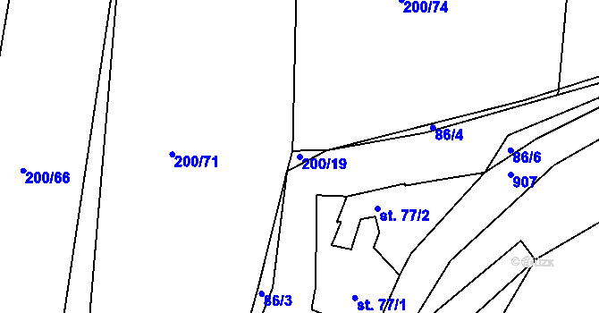 Parcela st. 200/19 v KÚ Plešnice, Katastrální mapa