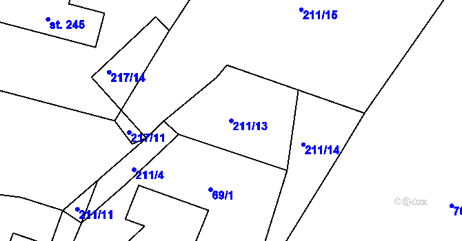 Parcela st. 211/13 v KÚ Plešnice, Katastrální mapa