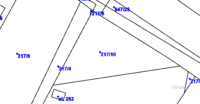 Parcela st. 217/10 v KÚ Plešnice, Katastrální mapa