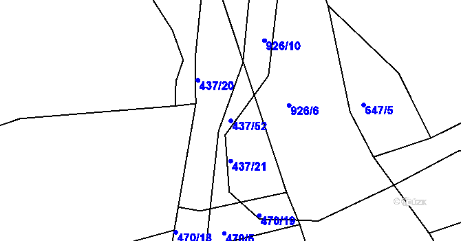 Parcela st. 437/52 v KÚ Plešnice, Katastrální mapa