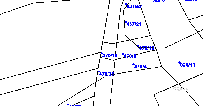Parcela st. 470/18 v KÚ Plešnice, Katastrální mapa