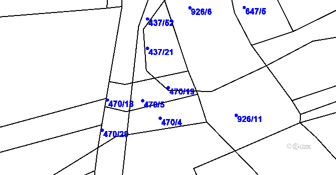 Parcela st. 470/19 v KÚ Plešnice, Katastrální mapa
