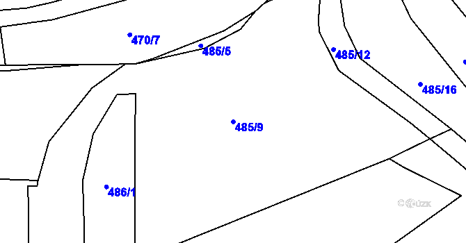 Parcela st. 485/9 v KÚ Plešnice, Katastrální mapa