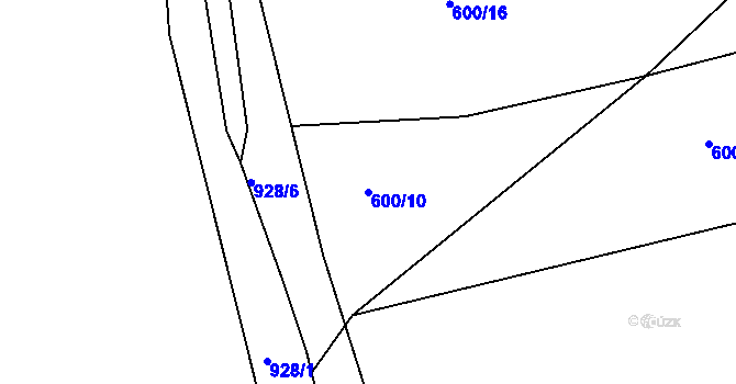 Parcela st. 600/10 v KÚ Plešnice, Katastrální mapa