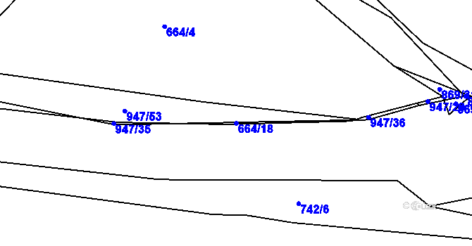 Parcela st. 664/18 v KÚ Plešnice, Katastrální mapa