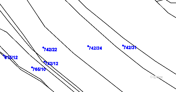 Parcela st. 742/24 v KÚ Plešnice, Katastrální mapa
