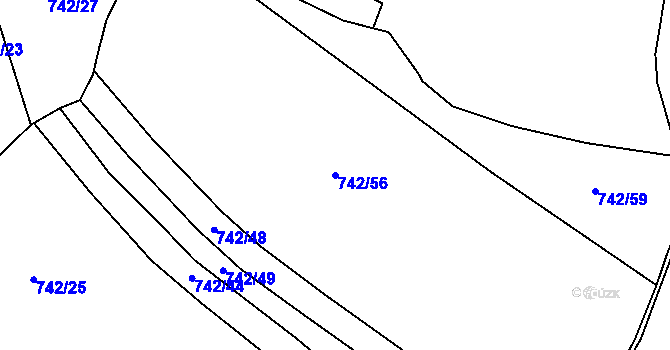 Parcela st. 742/56 v KÚ Plešnice, Katastrální mapa