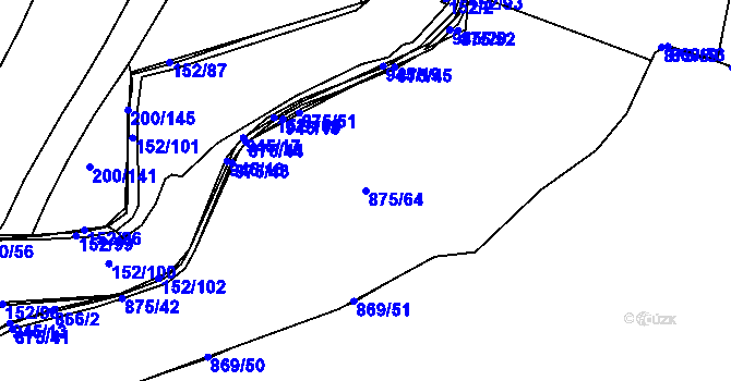 Parcela st. 875/64 v KÚ Plešnice, Katastrální mapa