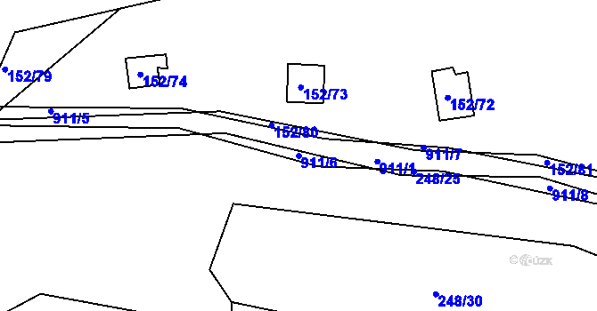 Parcela st. 911/6 v KÚ Plešnice, Katastrální mapa