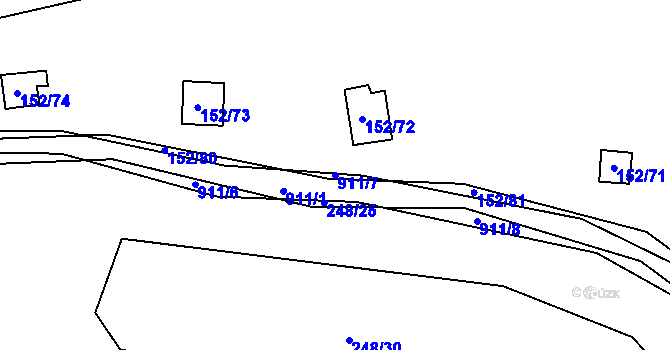 Parcela st. 911/7 v KÚ Plešnice, Katastrální mapa