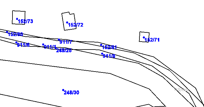 Parcela st. 911/8 v KÚ Plešnice, Katastrální mapa
