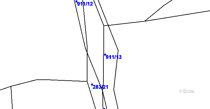 Parcela st. 911/13 v KÚ Plešnice, Katastrální mapa