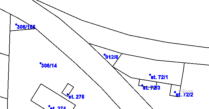 Parcela st. 912/8 v KÚ Plešnice, Katastrální mapa