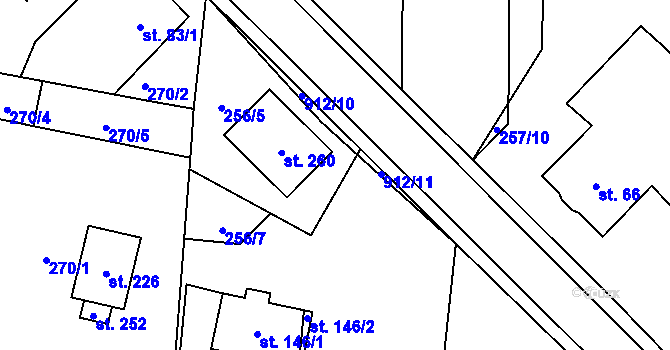 Parcela st. 256/6 v KÚ Plešnice, Katastrální mapa