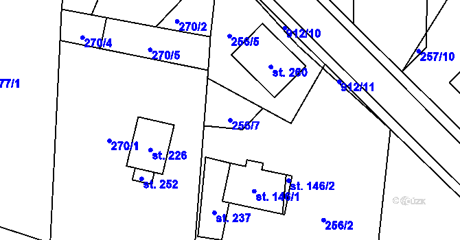 Parcela st. 256/7 v KÚ Plešnice, Katastrální mapa