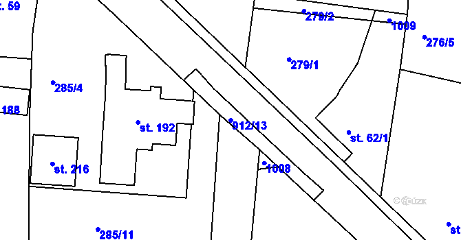 Parcela st. 912/13 v KÚ Plešnice, Katastrální mapa