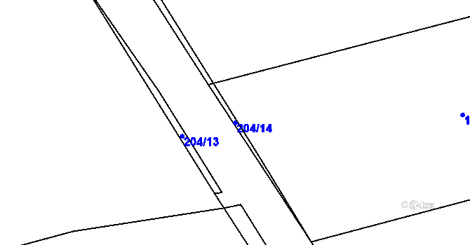 Parcela st. 204/14 v KÚ Pletený Újezd, Katastrální mapa