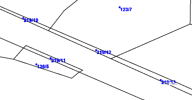 Parcela st. 219/12 v KÚ Pletený Újezd, Katastrální mapa
