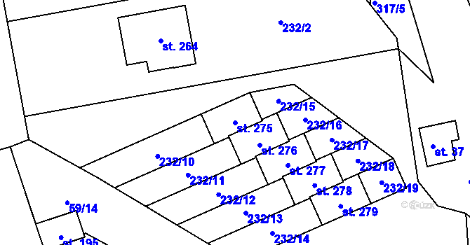 Parcela st. 275 v KÚ Pletený Újezd, Katastrální mapa