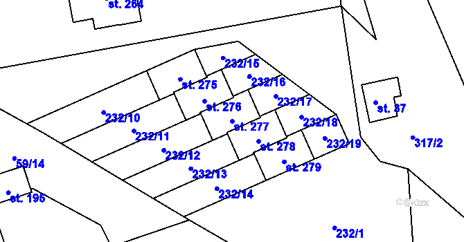Parcela st. 277 v KÚ Pletený Újezd, Katastrální mapa