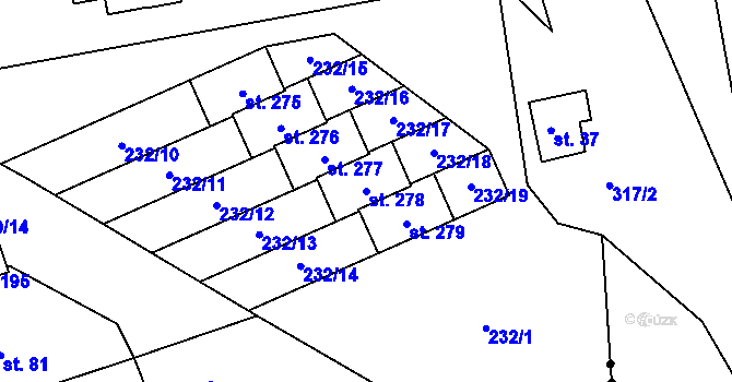 Parcela st. 278 v KÚ Pletený Újezd, Katastrální mapa