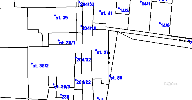 Parcela st. 27 v KÚ Pletený Újezd, Katastrální mapa
