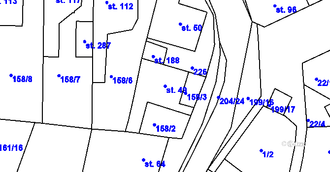 Parcela st. 49 v KÚ Pletený Újezd, Katastrální mapa