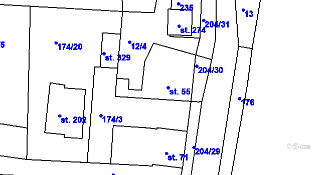 Parcela st. 55 v KÚ Pletený Újezd, Katastrální mapa