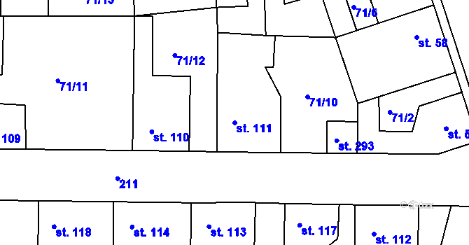 Parcela st. 111 v KÚ Pletený Újezd, Katastrální mapa