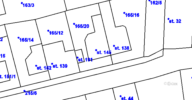Parcela st. 145 v KÚ Pletený Újezd, Katastrální mapa