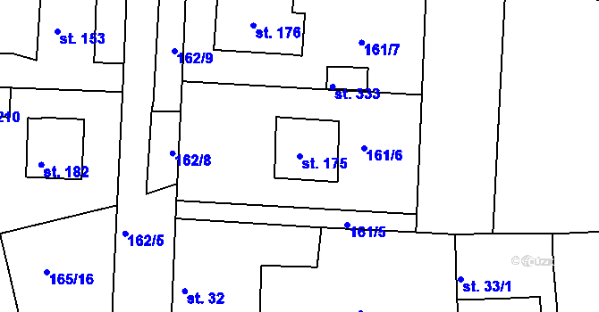 Parcela st. 175 v KÚ Pletený Újezd, Katastrální mapa