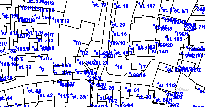 Parcela st. 204/1 v KÚ Pletený Újezd, Katastrální mapa