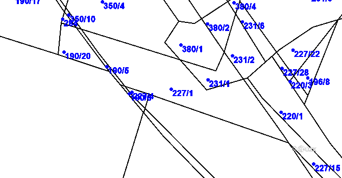 Parcela st. 227/1 v KÚ Pletený Újezd, Katastrální mapa