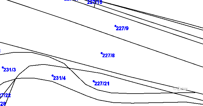 Parcela st. 227/8 v KÚ Pletený Újezd, Katastrální mapa