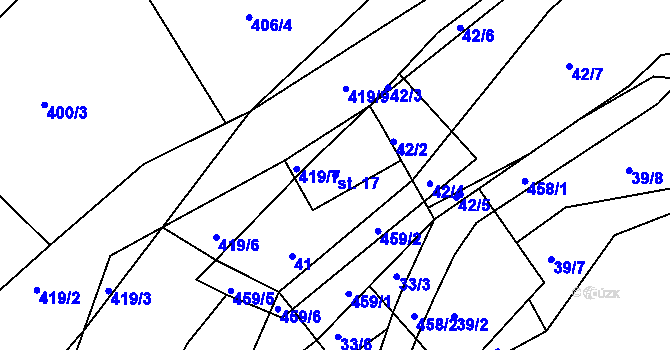 Parcela st. 17 v KÚ Plhov, Katastrální mapa