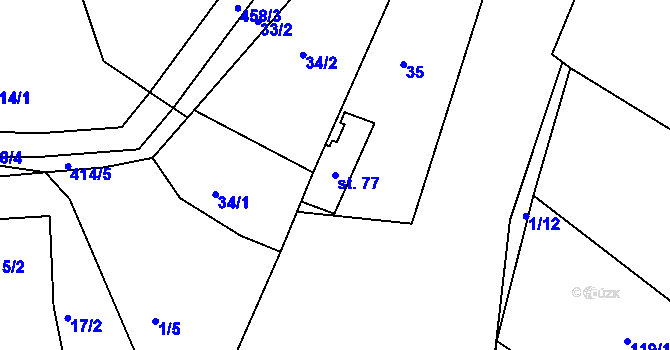 Parcela st. 77 v KÚ Plhov, Katastrální mapa