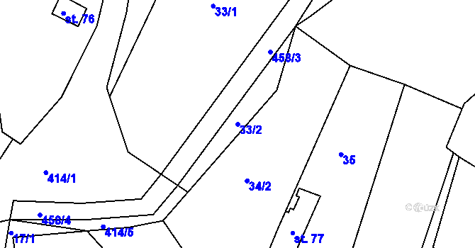 Parcela st. 33/2 v KÚ Plhov, Katastrální mapa