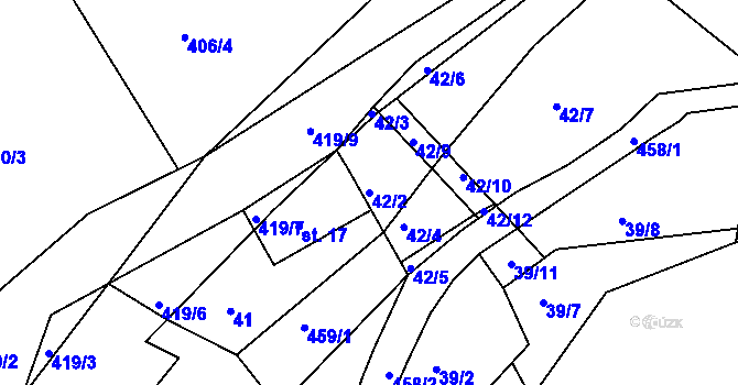 Parcela st. 42/2 v KÚ Plhov, Katastrální mapa