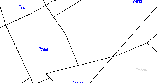 Parcela st. 74/5 v KÚ Plhov, Katastrální mapa
