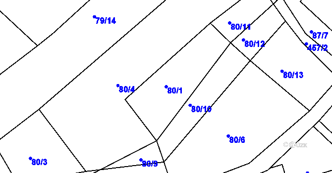 Parcela st. 80/1 v KÚ Plhov, Katastrální mapa