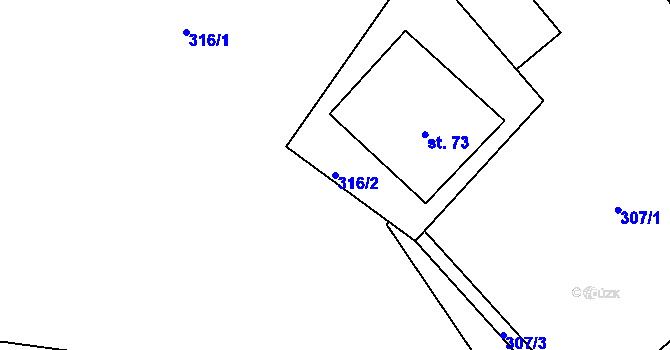 Parcela st. 316/2 v KÚ Plhov, Katastrální mapa