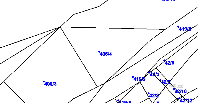 Parcela st. 406/4 v KÚ Plhov, Katastrální mapa