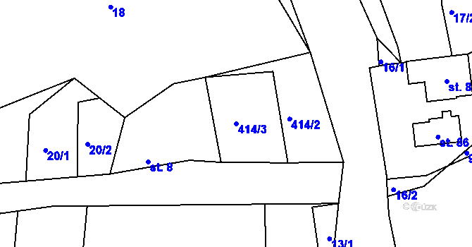 Parcela st. 414/3 v KÚ Plhov, Katastrální mapa