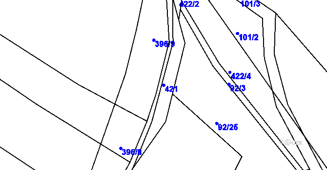 Parcela st. 421 v KÚ Plhov, Katastrální mapa