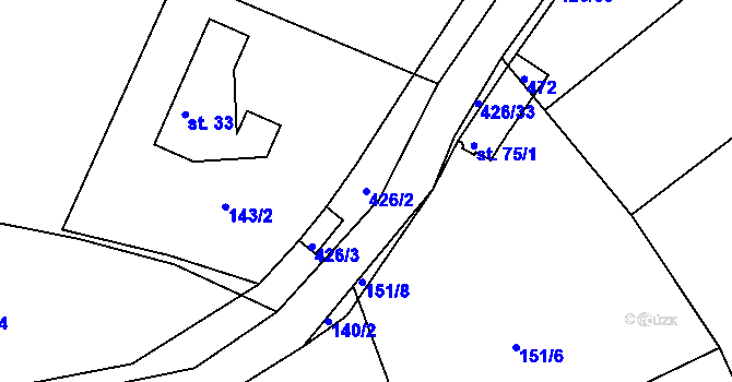Parcela st. 426/2 v KÚ Plhov, Katastrální mapa