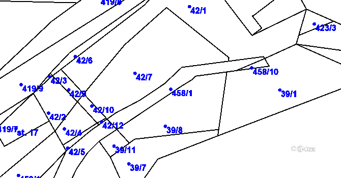 Parcela st. 458/1 v KÚ Plhov, Katastrální mapa