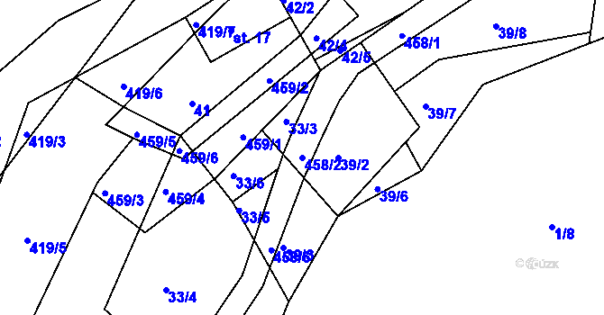 Parcela st. 458/2 v KÚ Plhov, Katastrální mapa