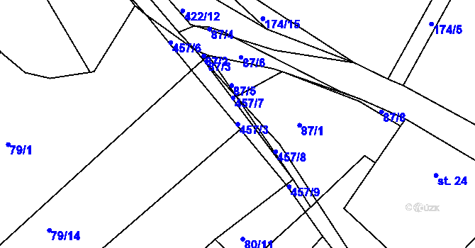 Parcela st. 457/3 v KÚ Plhov, Katastrální mapa