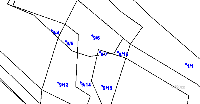 Parcela st. 9/7 v KÚ Plhov, Katastrální mapa