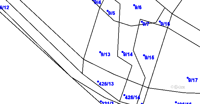 Parcela st. 9/13 v KÚ Plhov, Katastrální mapa